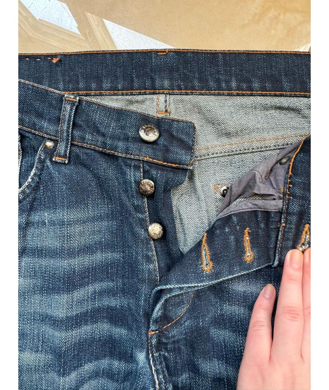 ERMANNO SCERVINO Темно-синие хлопковые прямые джинсы, фото 4