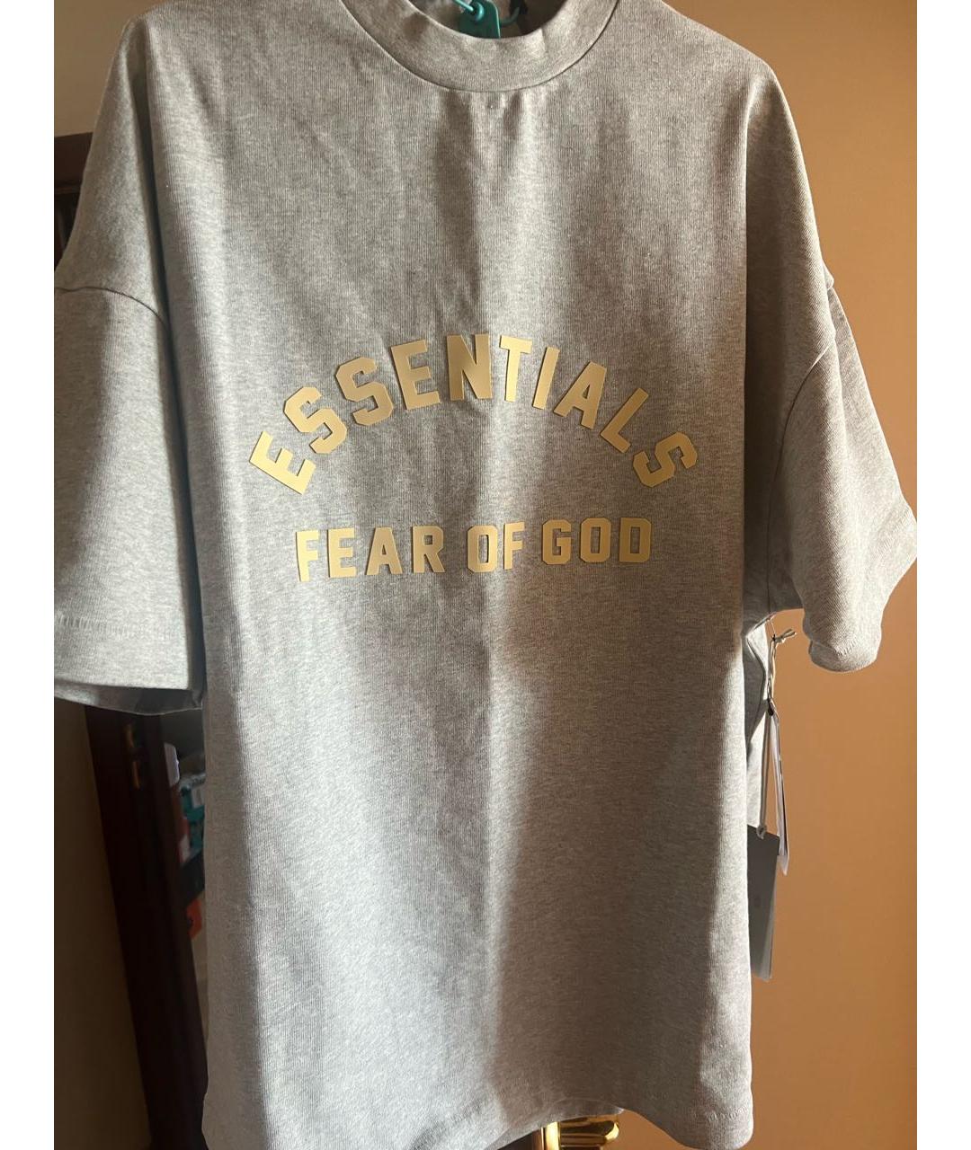 FEAR OF GOD ESSENTIALS Серая хлопковая футболка, фото 4