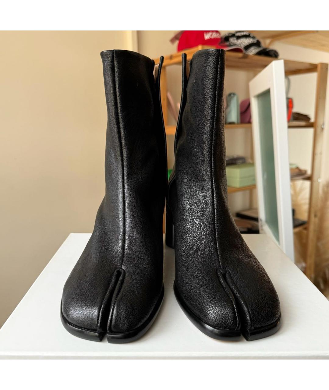 MAISON MARGIELA Черные кожаные высокие ботинки, фото 3