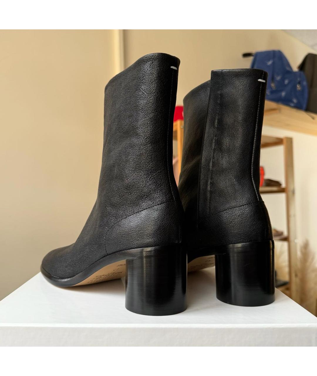MAISON MARGIELA Черные кожаные высокие ботинки, фото 5