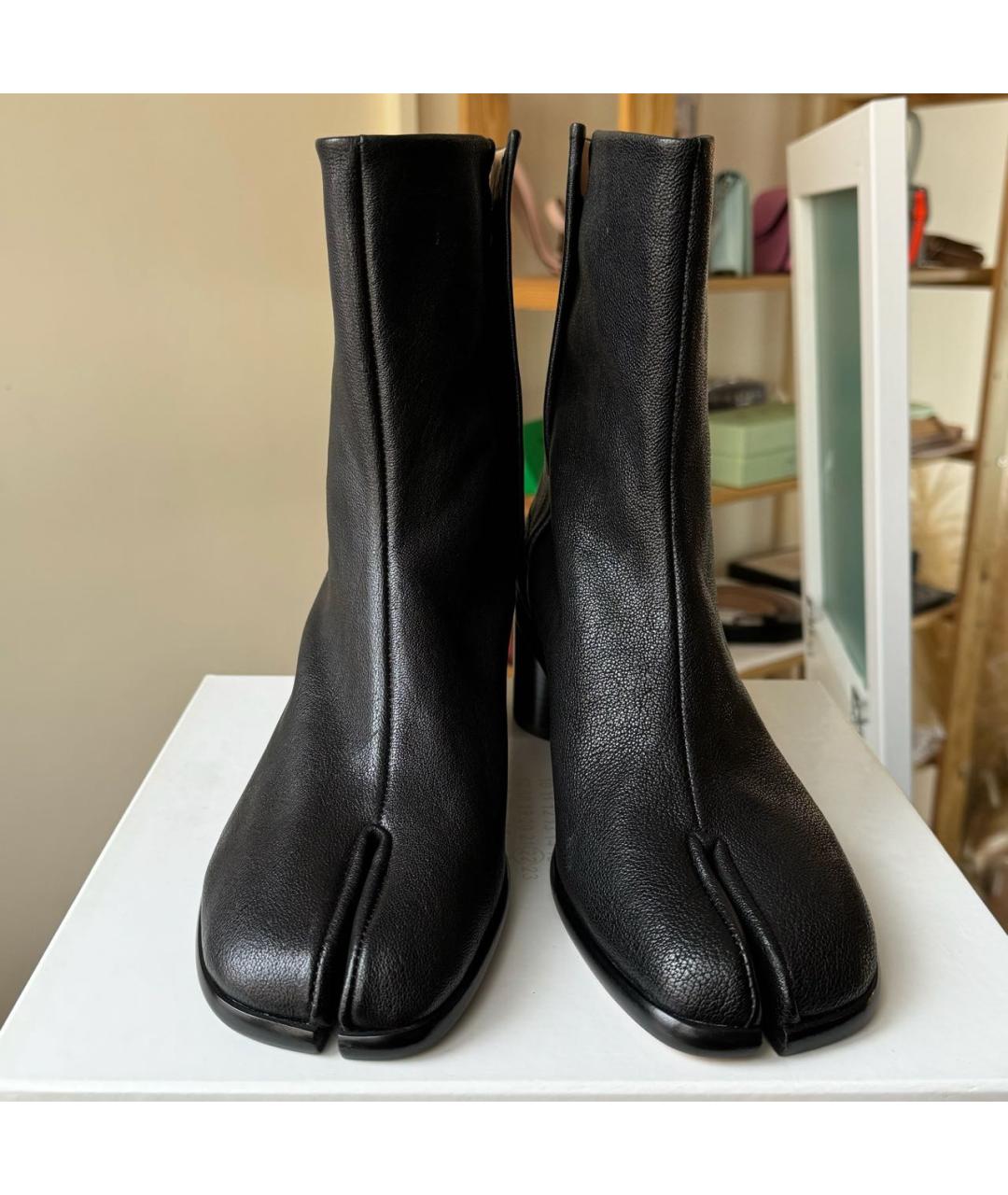 MAISON MARGIELA Черные кожаные высокие ботинки, фото 7
