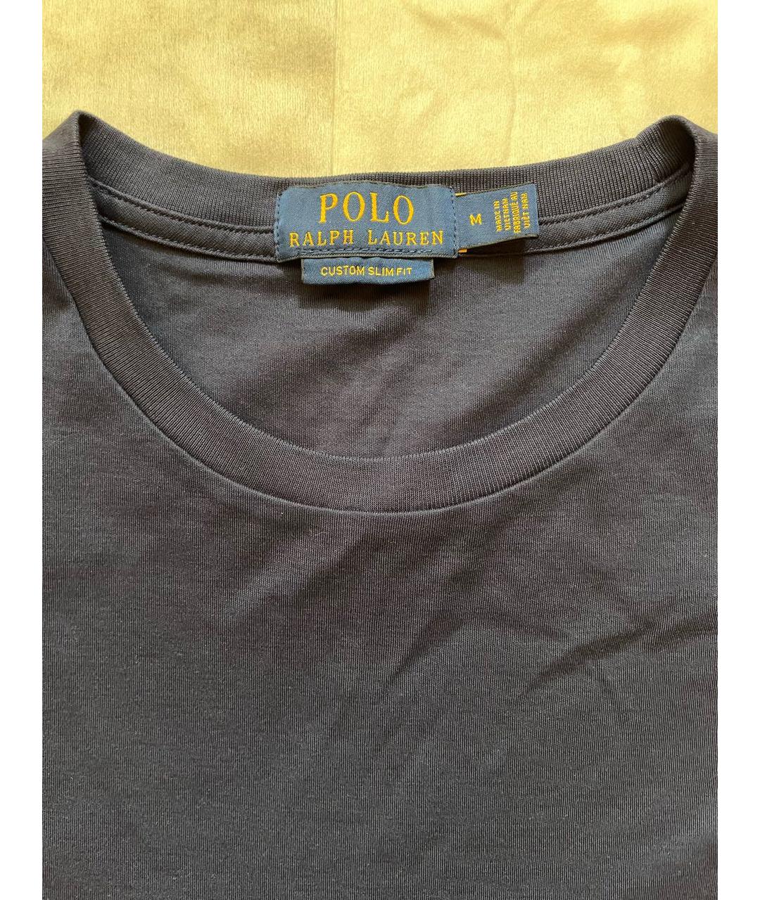 POLO RALPH LAUREN Темно-синяя хлопковая футболка, фото 3