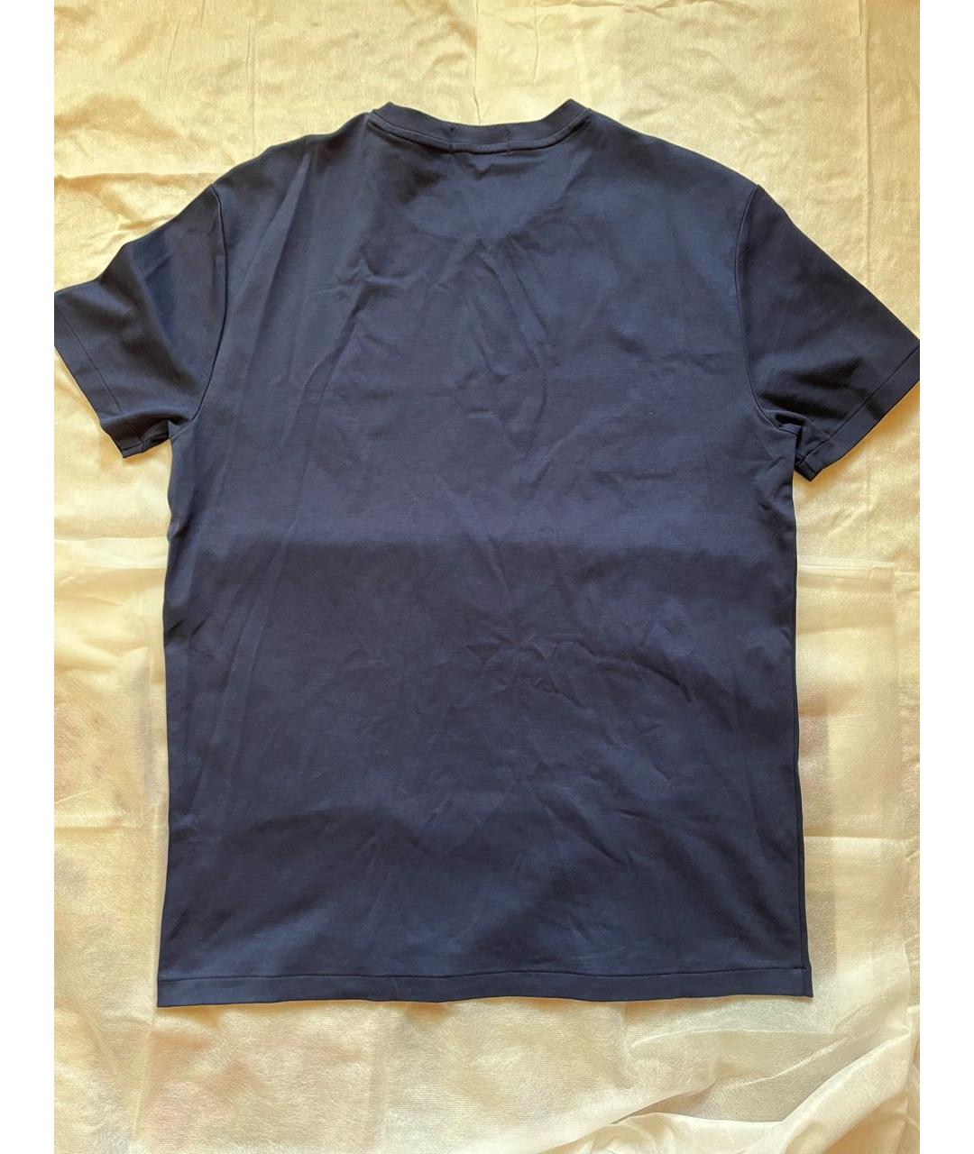 POLO RALPH LAUREN Темно-синяя хлопковая футболка, фото 2