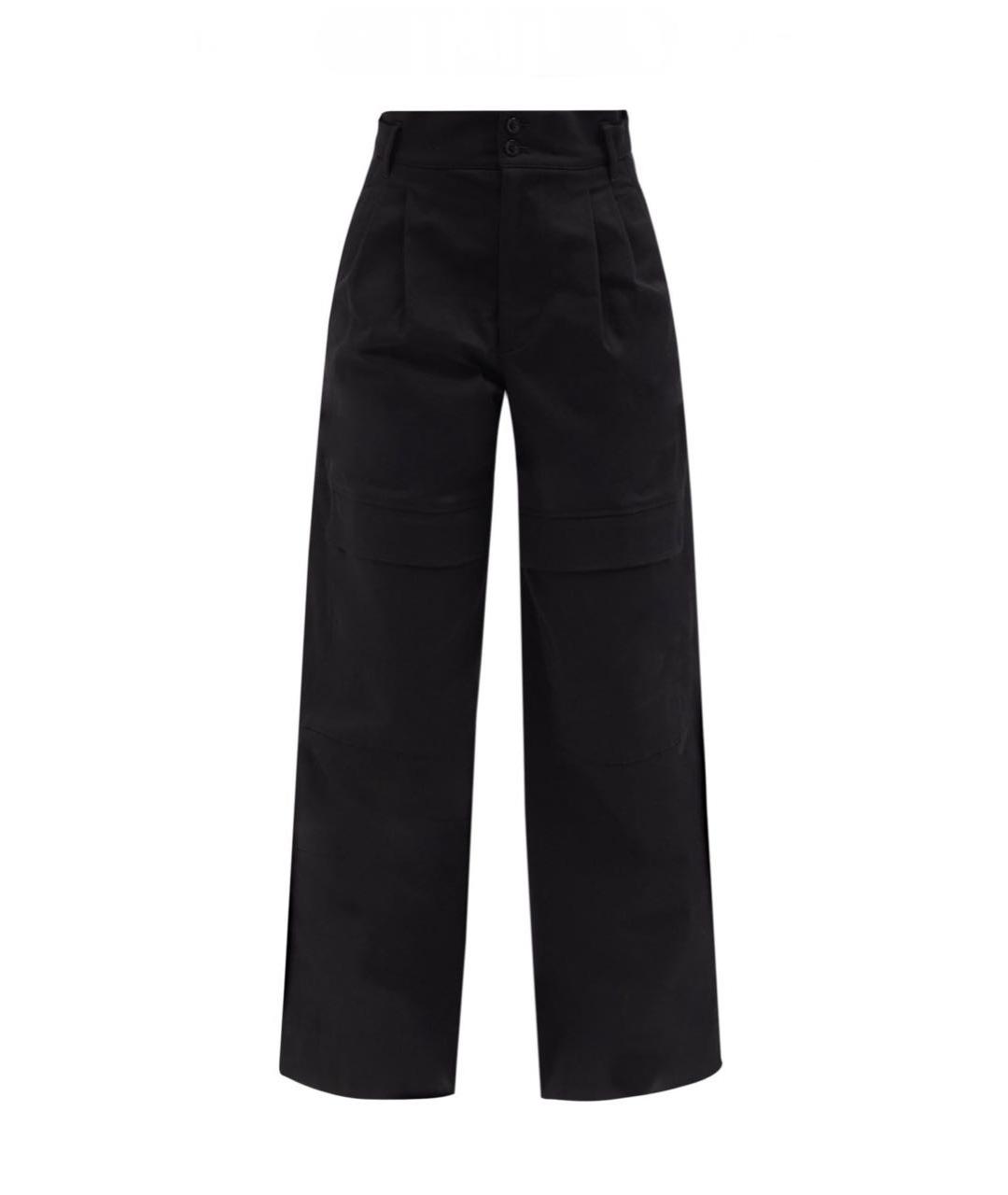 MONCLER Черные хлопко-эластановые брюки широкие, фото 1
