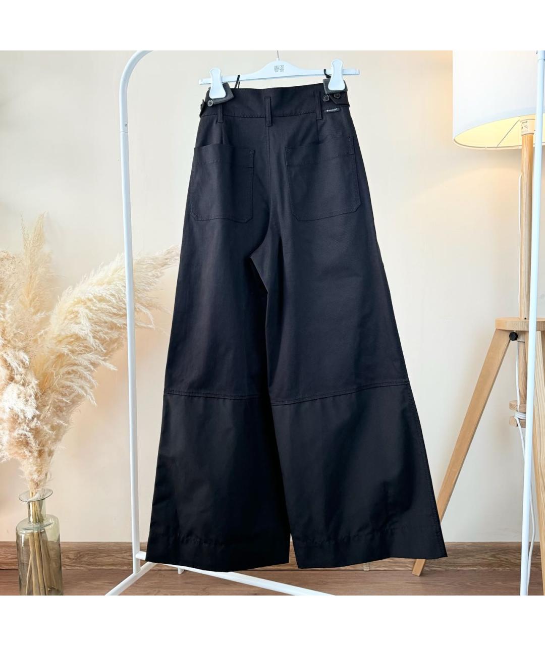 MONCLER Черные хлопко-эластановые брюки широкие, фото 5
