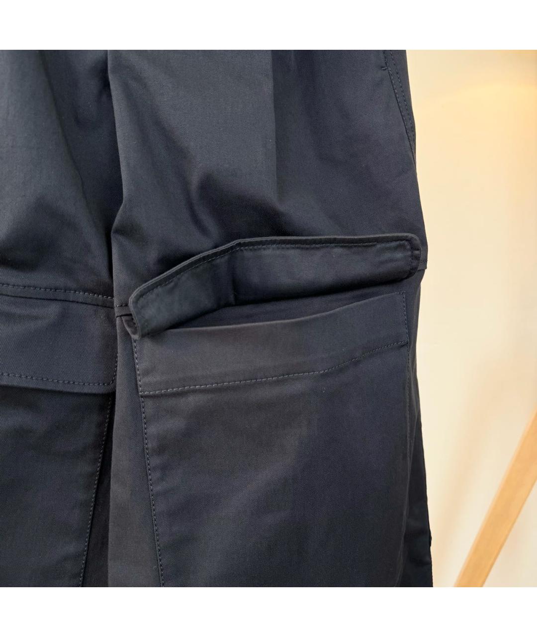 MONCLER Черные хлопко-эластановые брюки широкие, фото 6