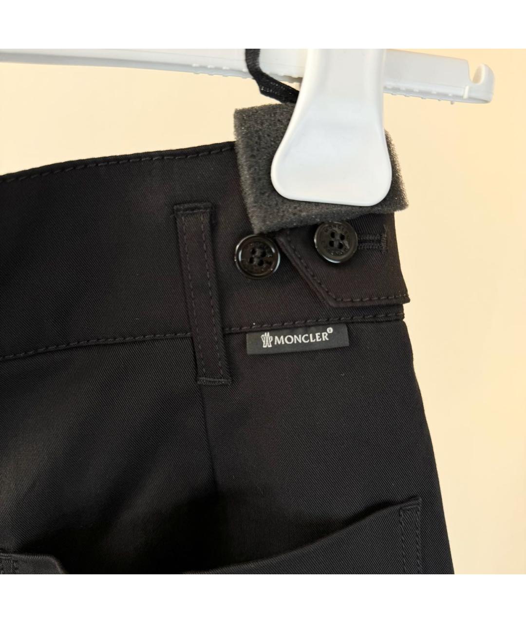 MONCLER Черные хлопко-эластановые брюки широкие, фото 8