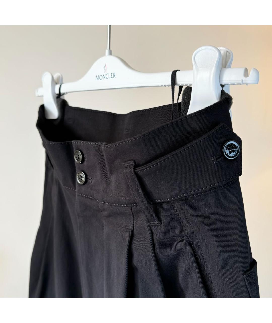 MONCLER Черные хлопко-эластановые брюки широкие, фото 7
