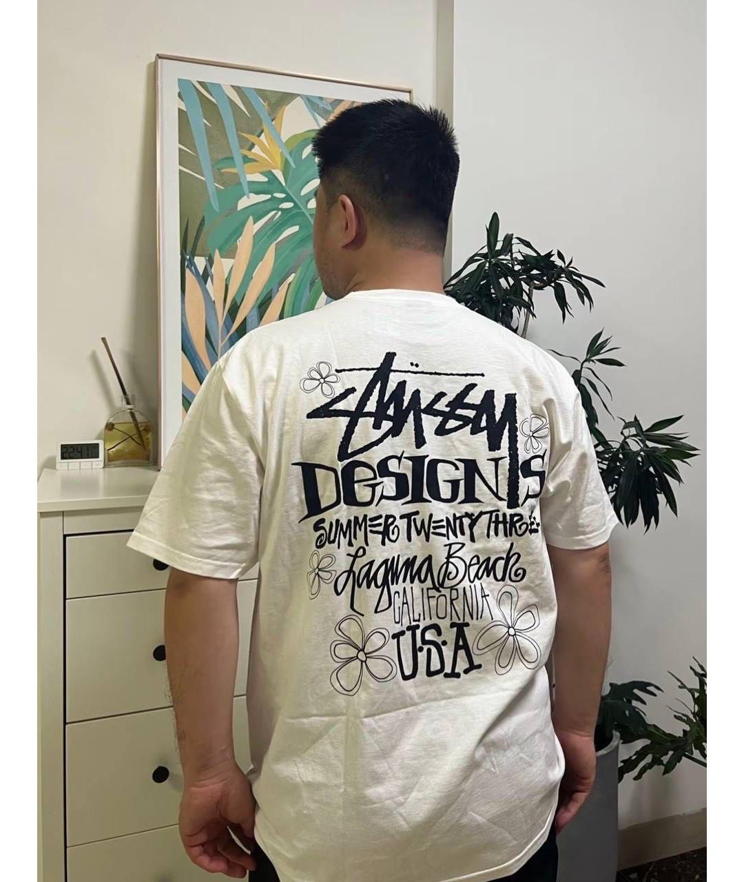 STUSSY Белая хлопковая футболка, фото 4