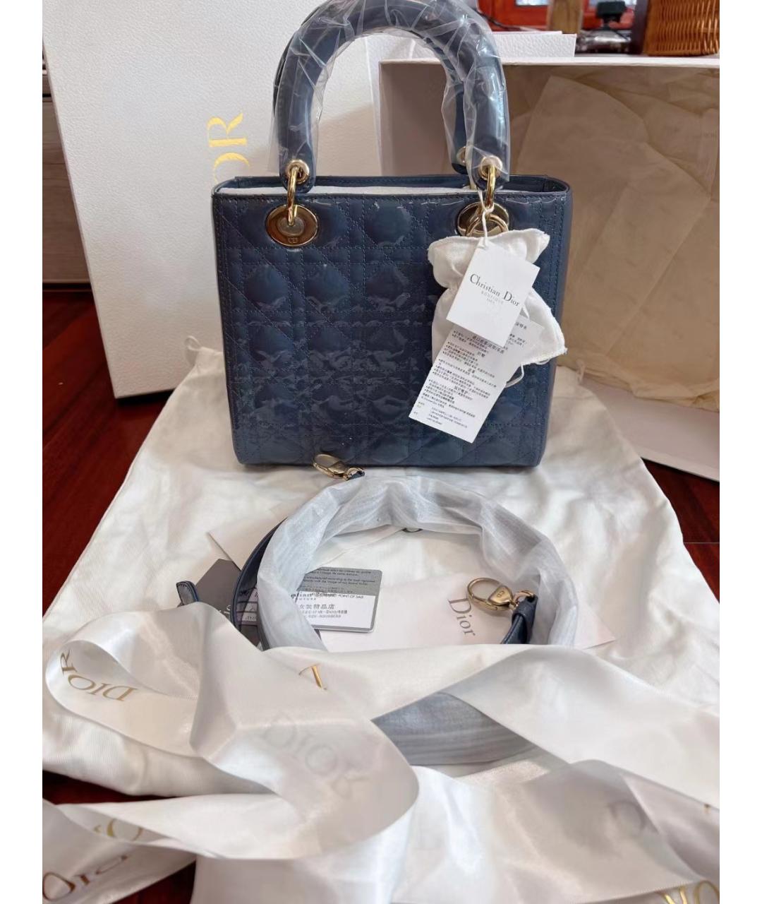 CHRISTIAN DIOR PRE-OWNED Голубая кожаная сумка с короткими ручками, фото 8