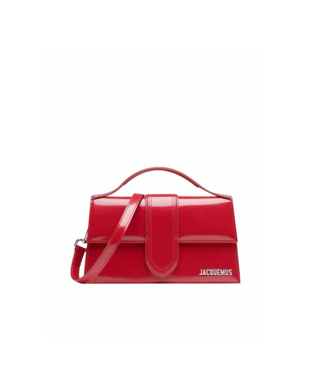 JACQUEMUS Красная сумка с короткими ручками из лакированной кожи, фото 1