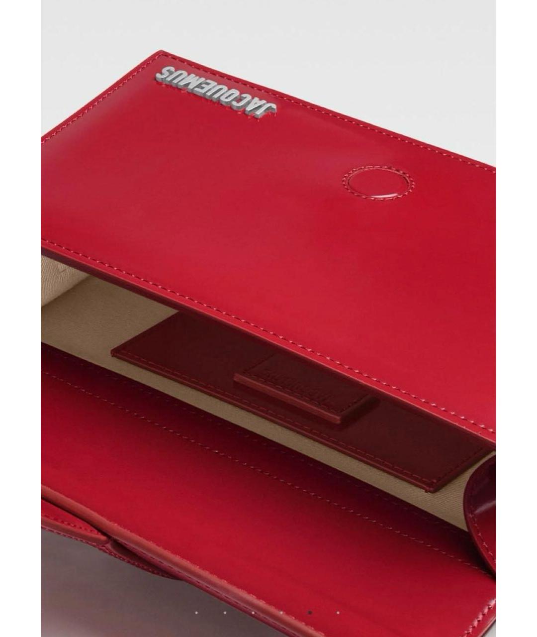 JACQUEMUS Красная сумка с короткими ручками из лакированной кожи, фото 4