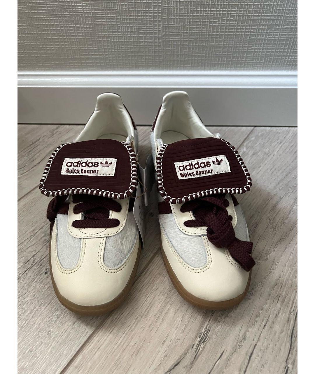 ADIDAS Бордовые кожаные кеды, фото 2