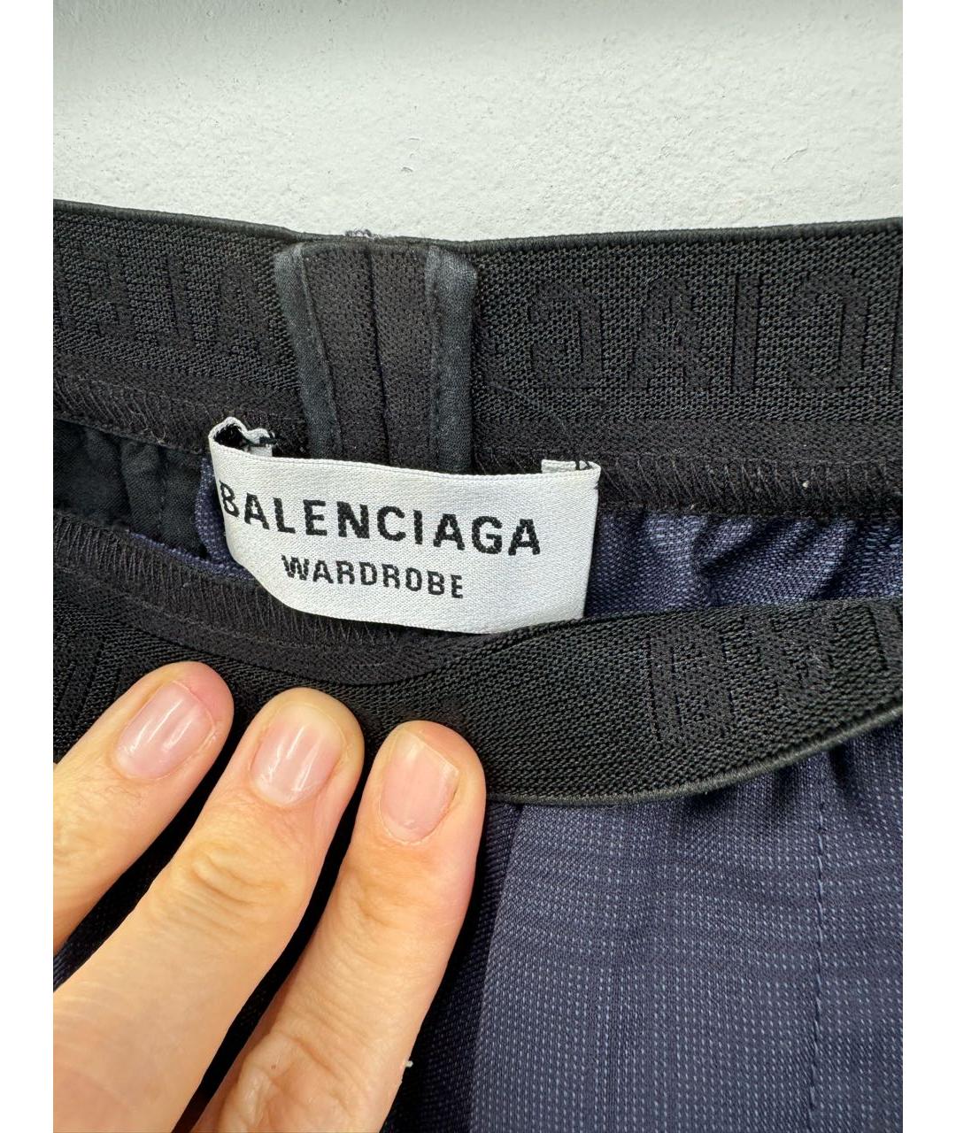 BALENCIAGA Темно-синие шерстяные брюки широкие, фото 4