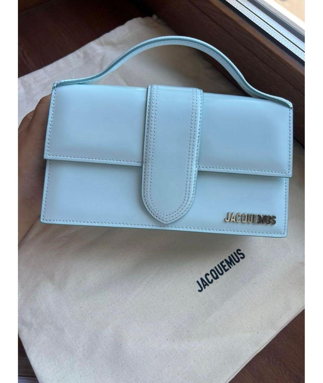 JACQUEMUS Голубая кожаная сумка с короткими ручками, фото 6