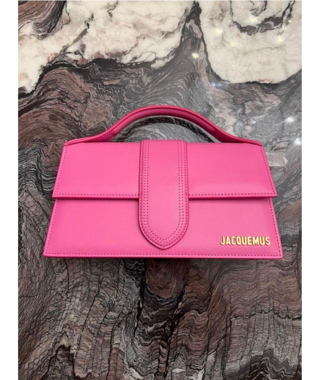 JACQUEMUS Розовая кожаная сумка с короткими ручками, фото 6
