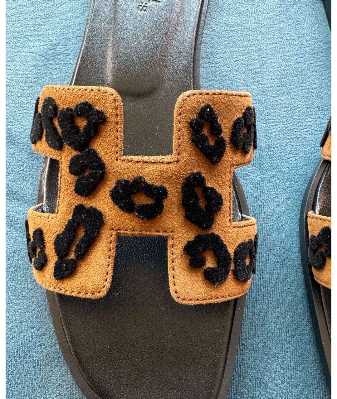 HERMES PRE-OWNED Бежевые замшевые сандалии, фото 3