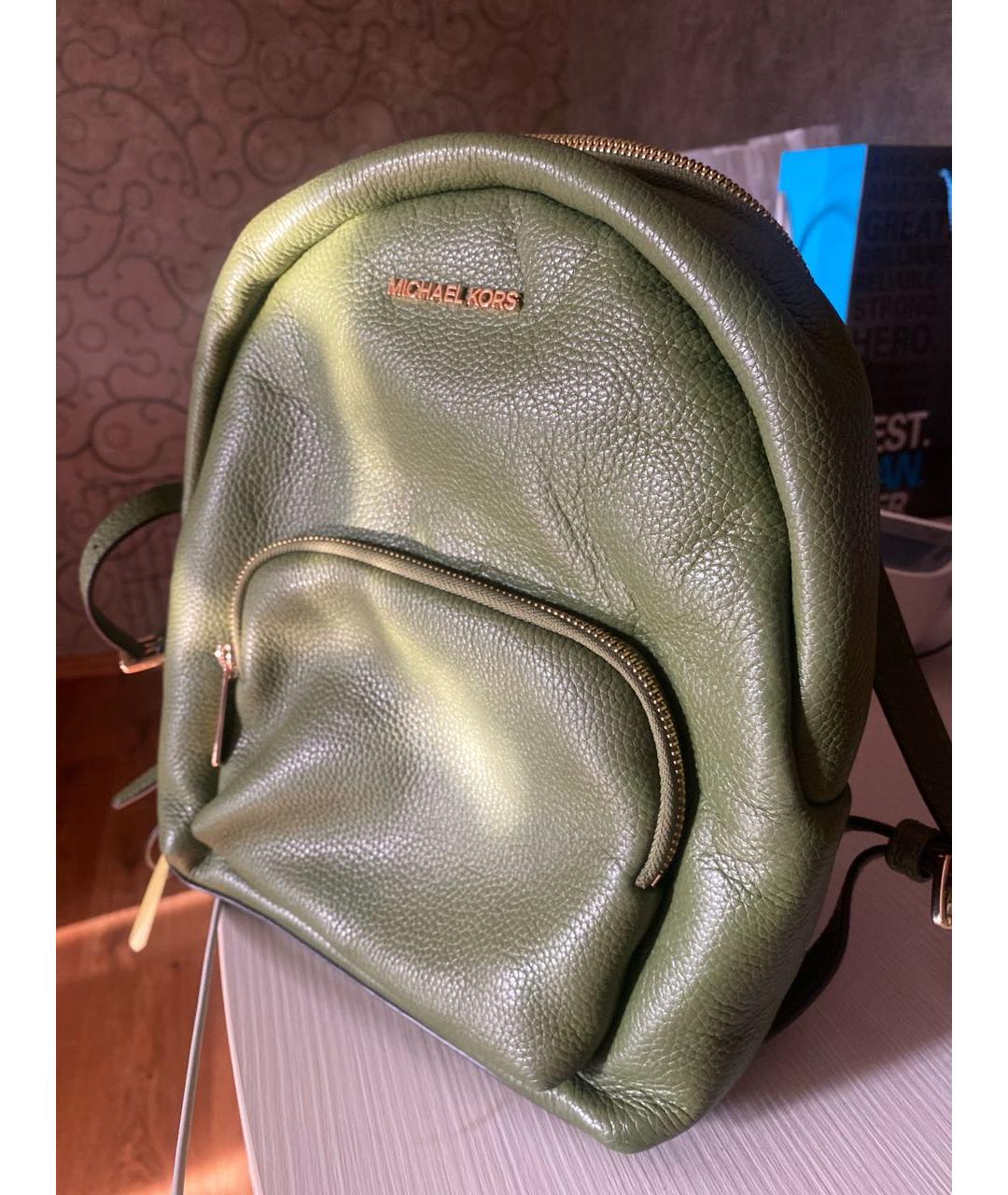 MICHAEL KORS Зеленый кожаный рюкзак, фото 2
