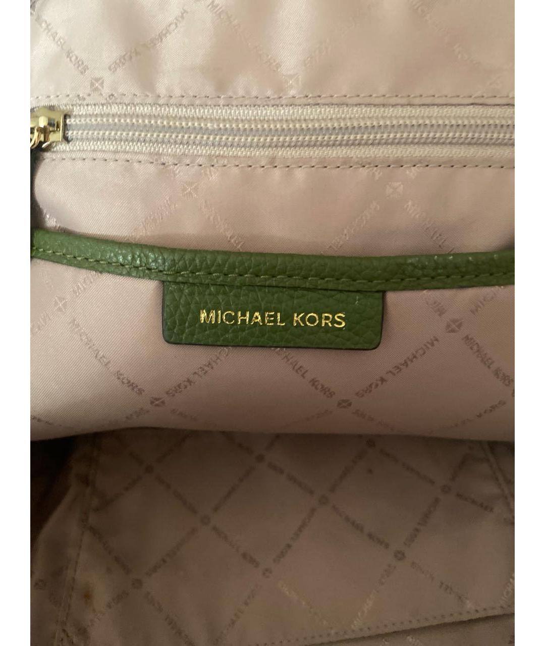 MICHAEL KORS Зеленый кожаный рюкзак, фото 4