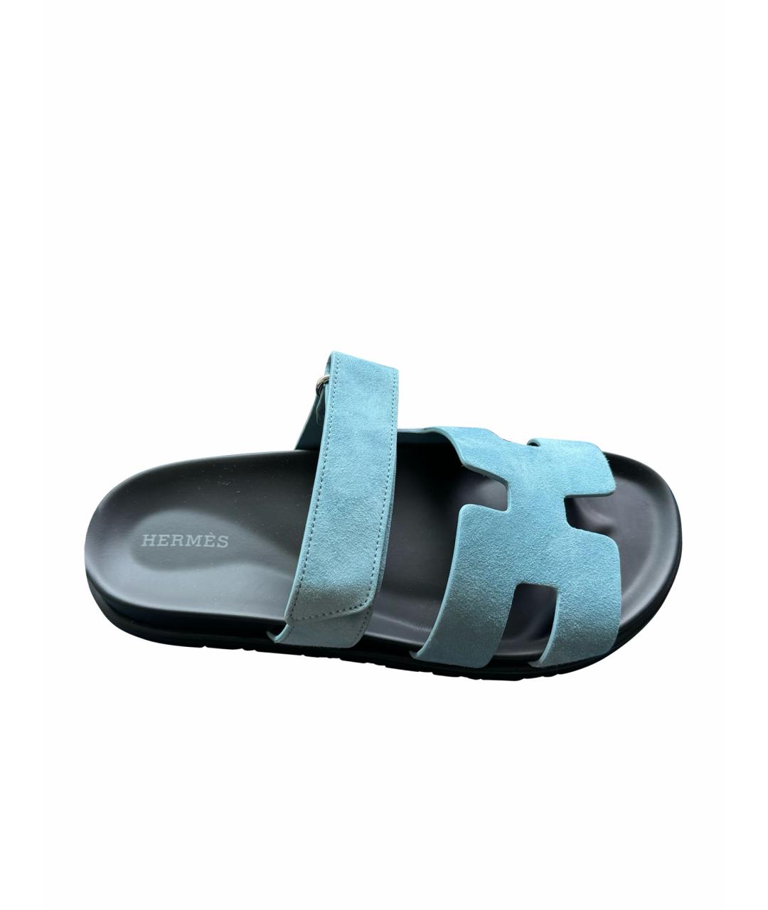HERMES PRE-OWNED Голубые замшевые сандалии, фото 1