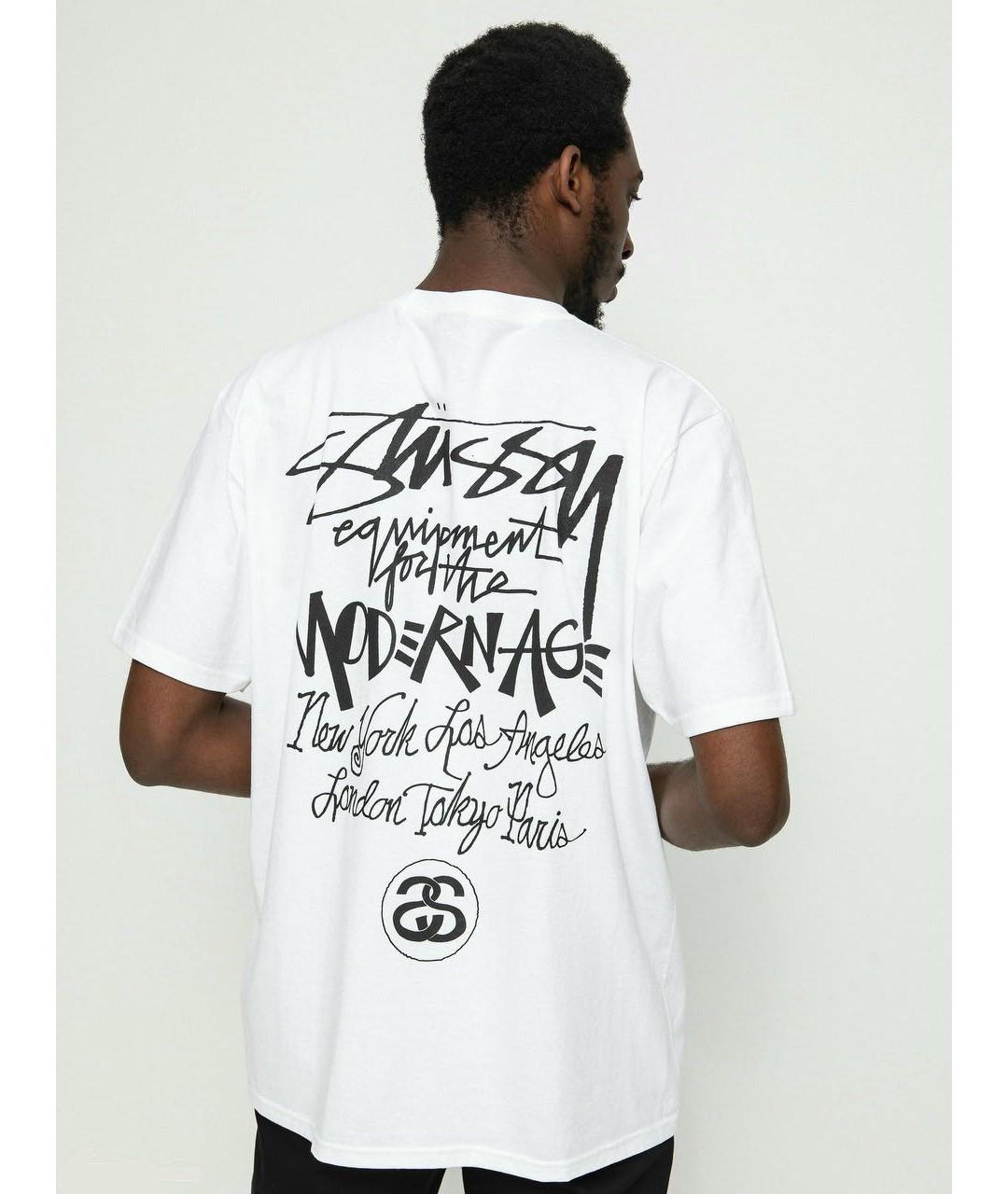 STUSSY Белая хлопковая футболка, фото 6