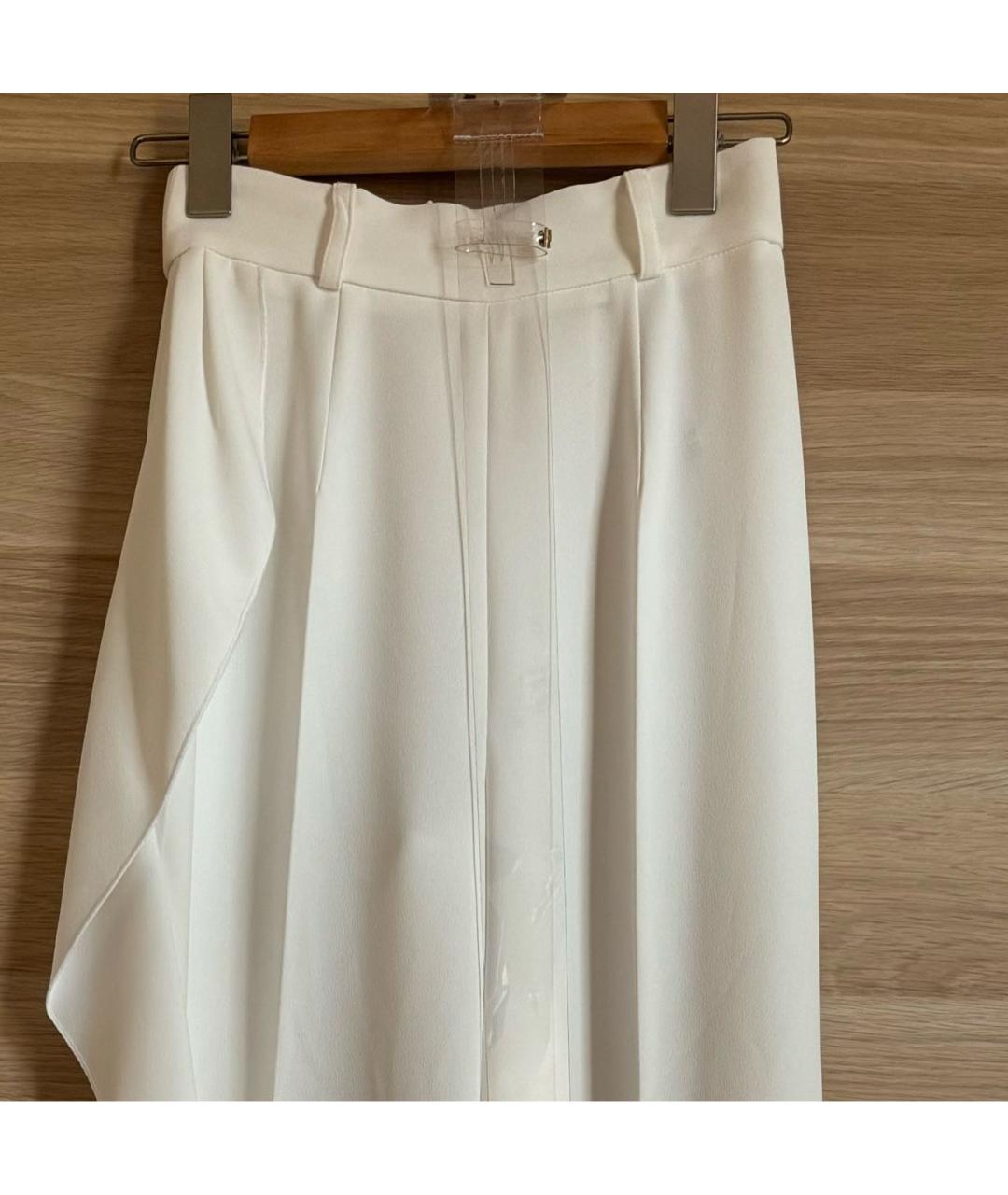 ELISABETTA FRANCHI Белые полиэстеровые брюки широкие, фото 4