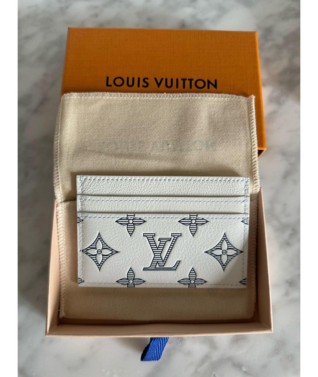 LOUIS VUITTON Белая кожаная визитница, фото 2