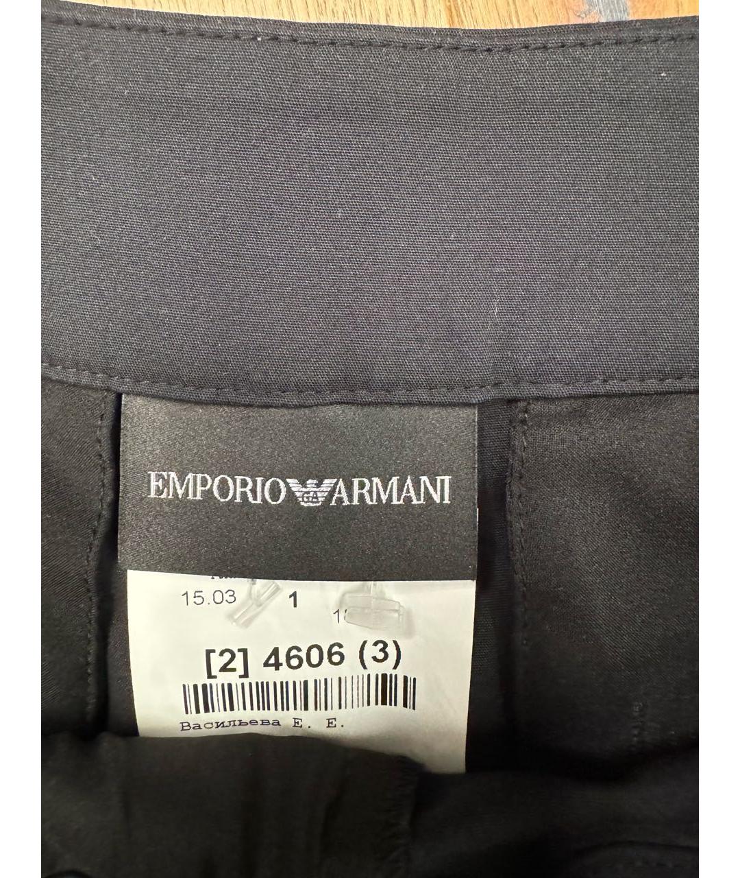 EMPORIO ARMANI Черные хлопковые брюки широкие, фото 4
