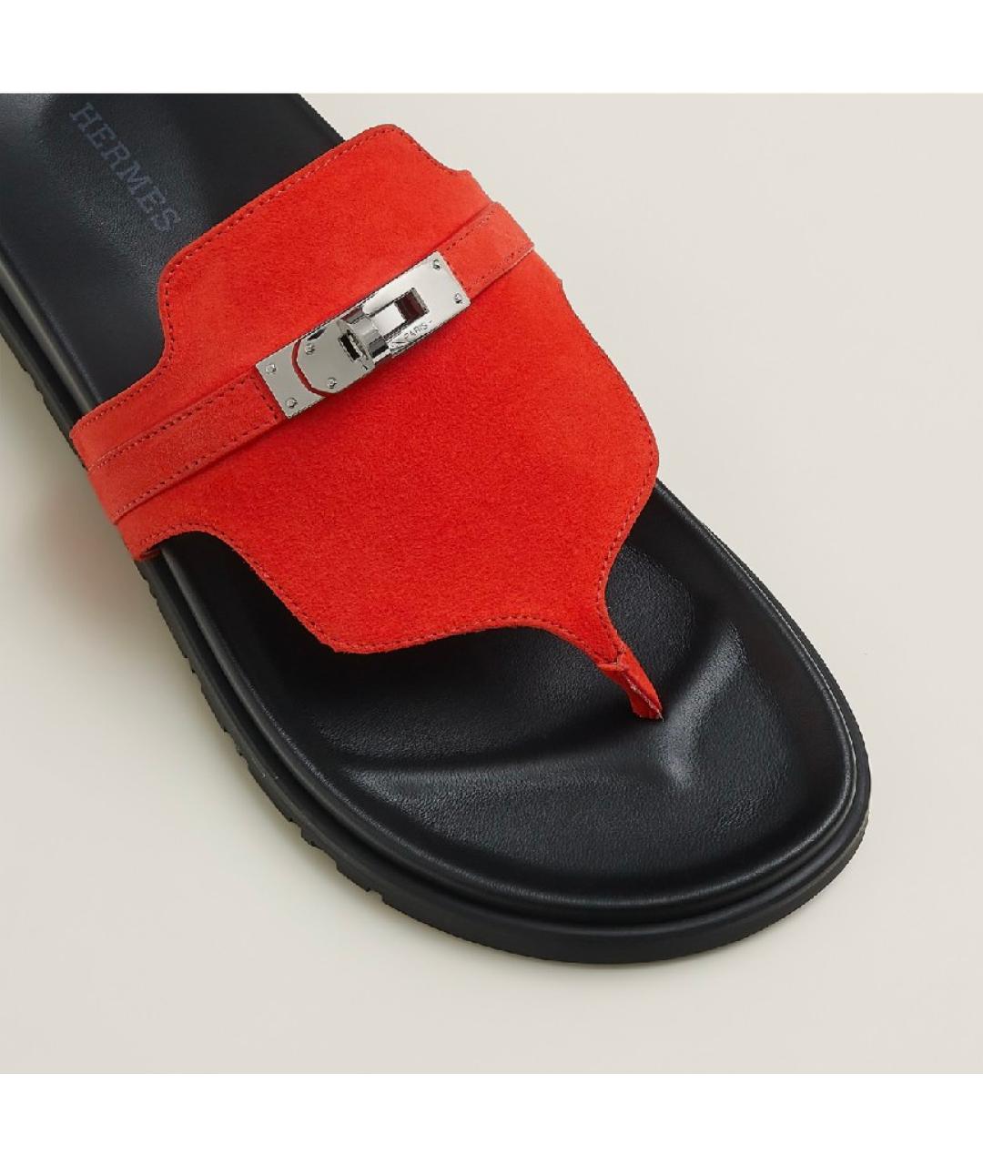 HERMES PRE-OWNED Красные замшевые сандалии, фото 4