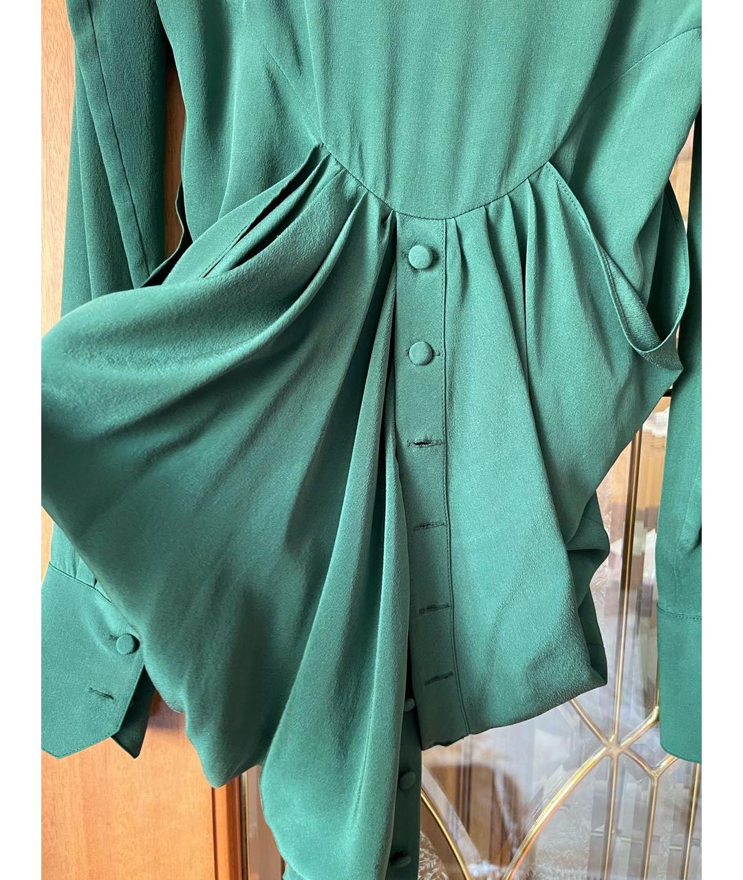 BALENCIAGA Зеленая шелковая блузы, фото 3
