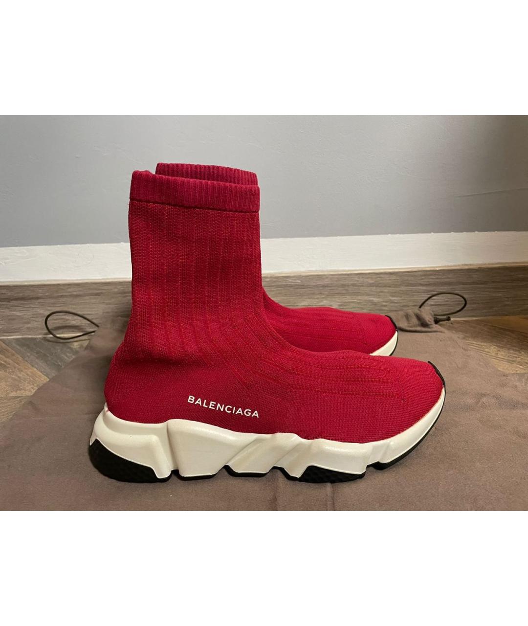 BALENCIAGA Бордовые текстильные кроссовки, фото 5