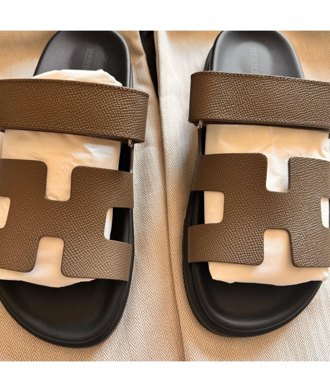 HERMES PRE-OWNED Антрацитовые кожаные сандалии, фото 3