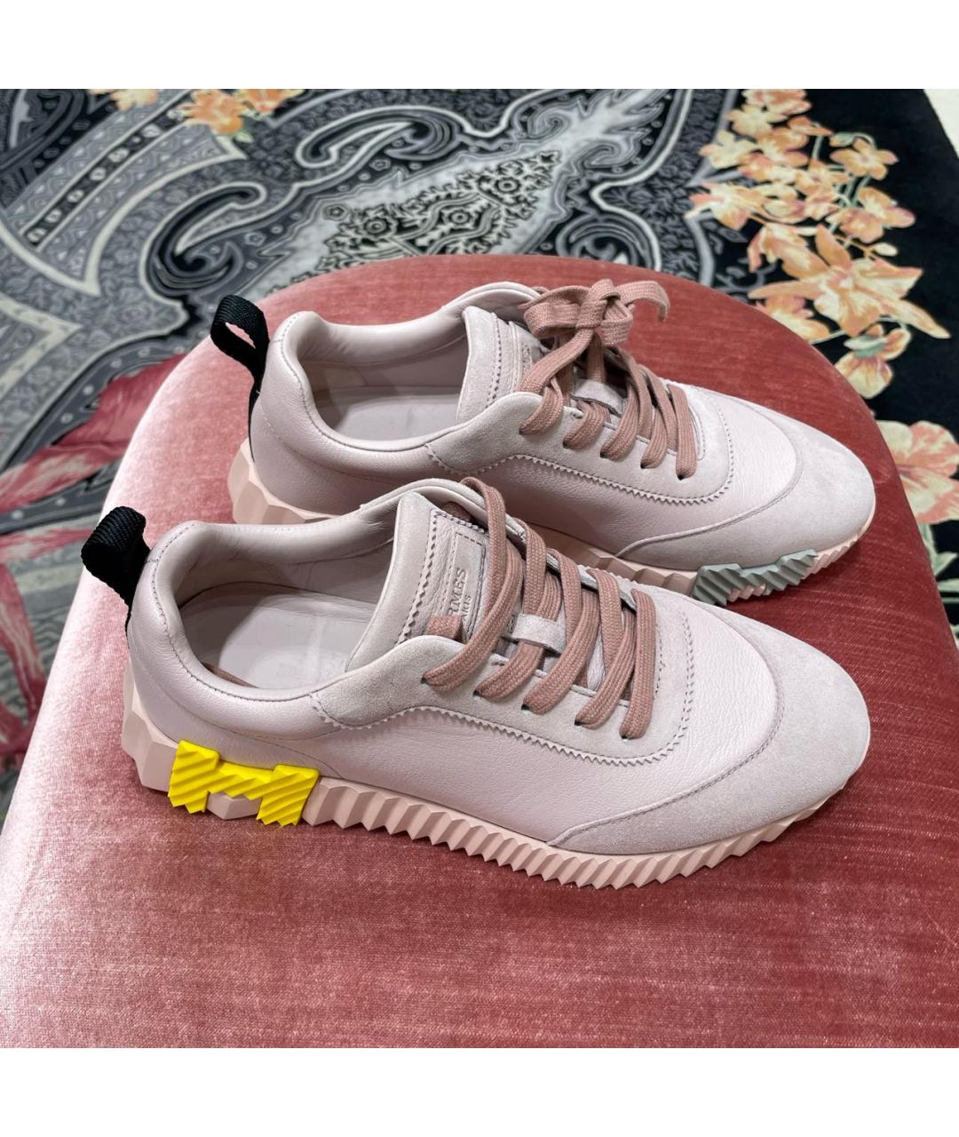 HERMES PRE-OWNED Розовые кожаные кроссовки, фото 2