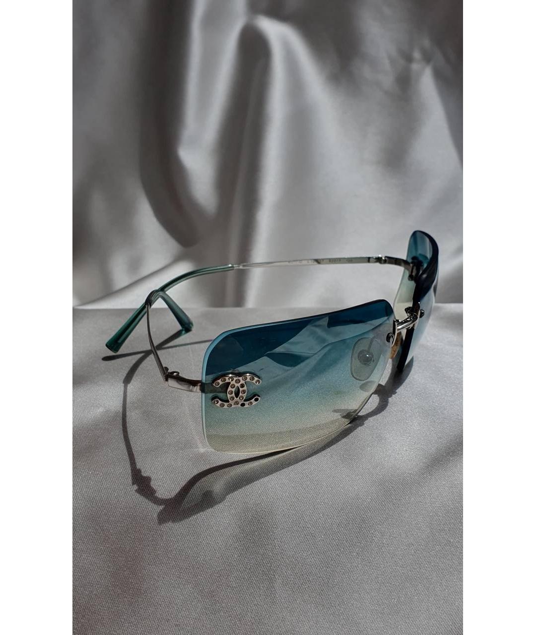 CHANEL Голубые пластиковые солнцезащитные очки, фото 3