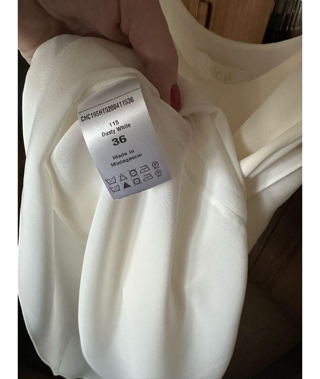 CHLOE Белая шелковая блузы, фото 4