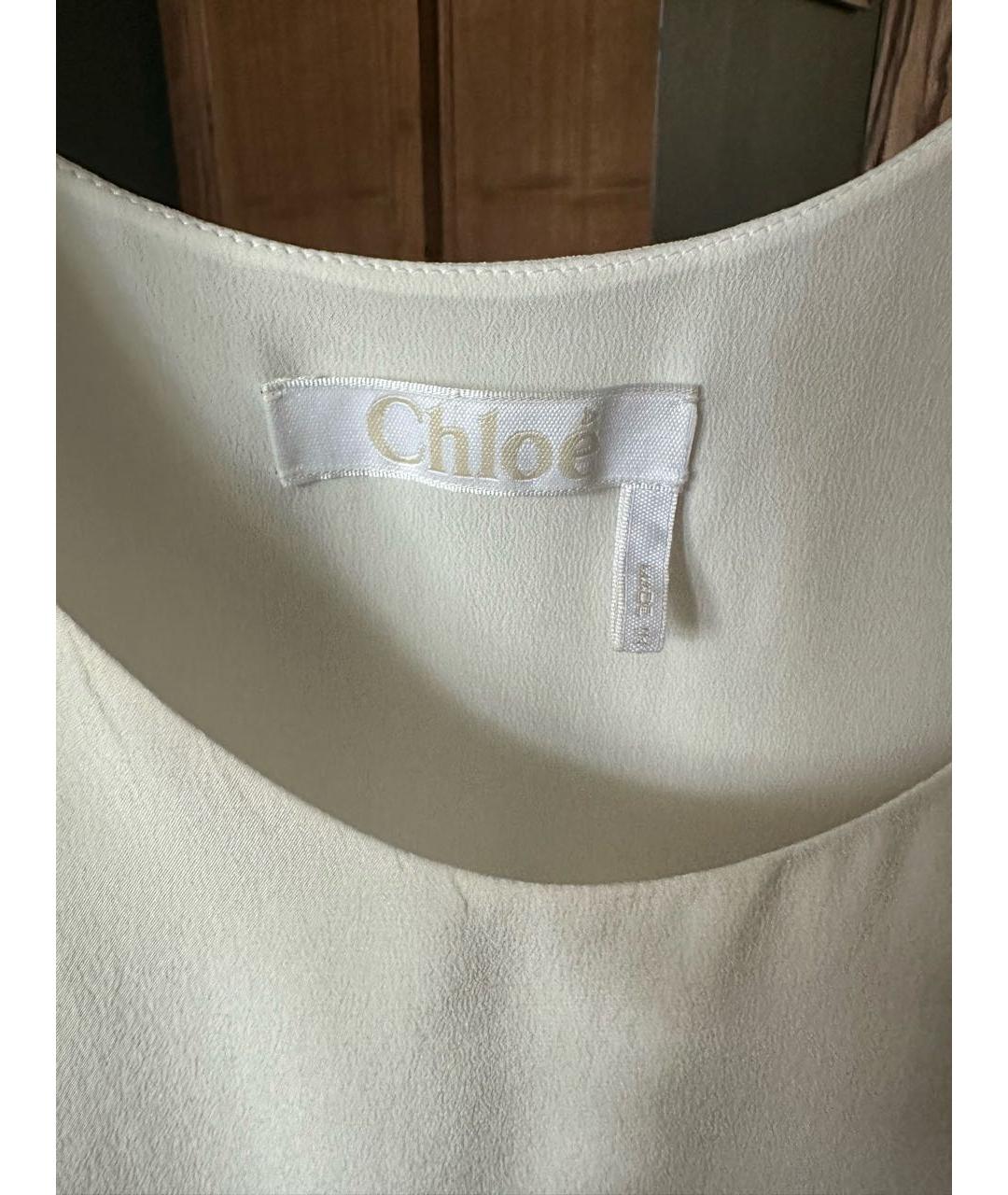 CHLOE Белая шелковая блузы, фото 3