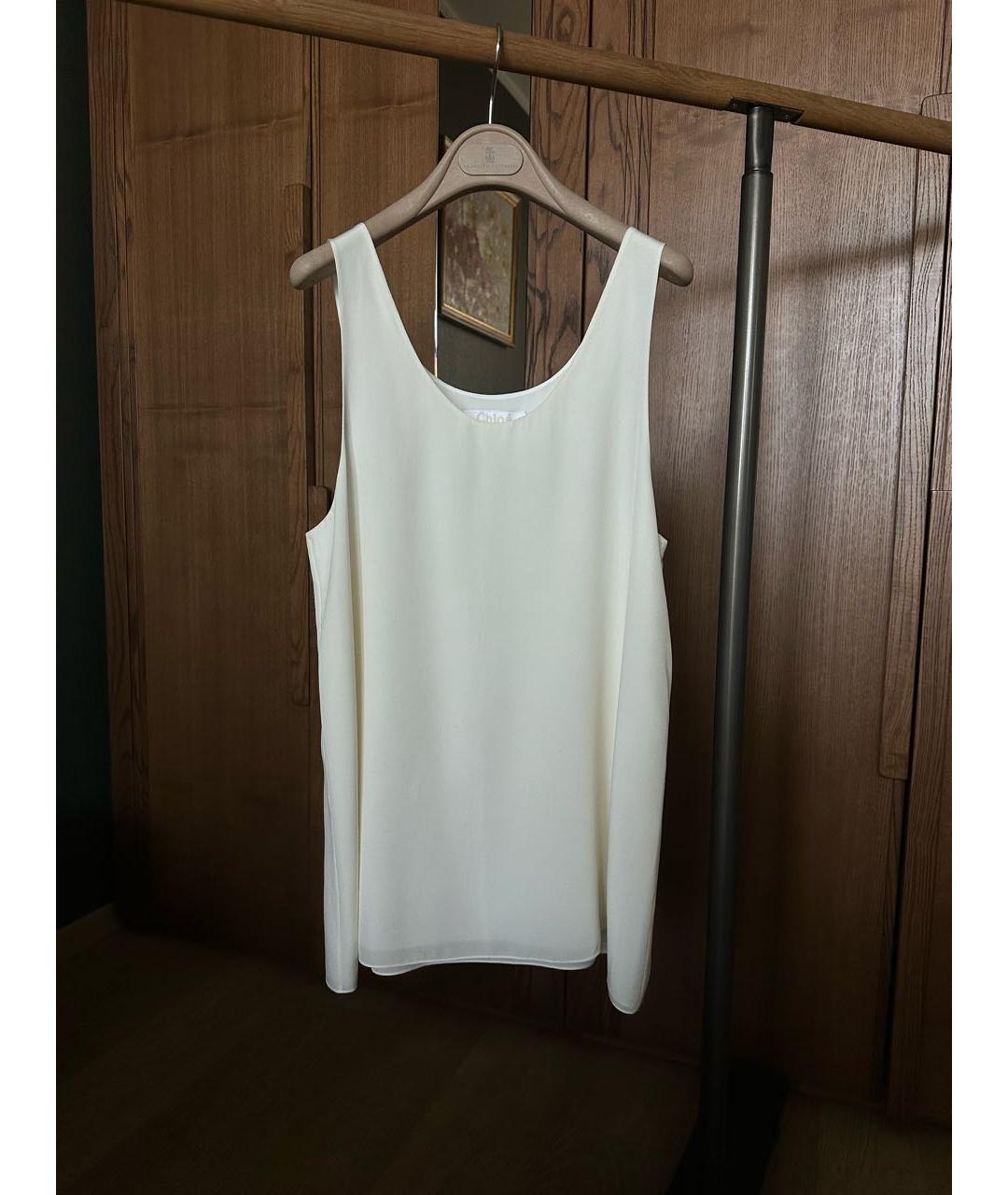 CHLOE Белая шелковая блузы, фото 7