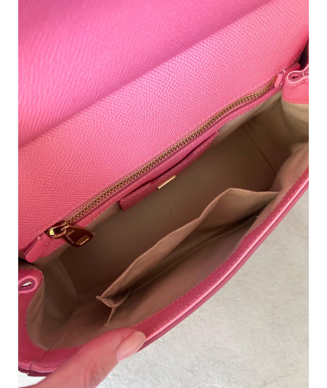 DOLCE&GABBANA Розовая кожаная сумка с короткими ручками, фото 6