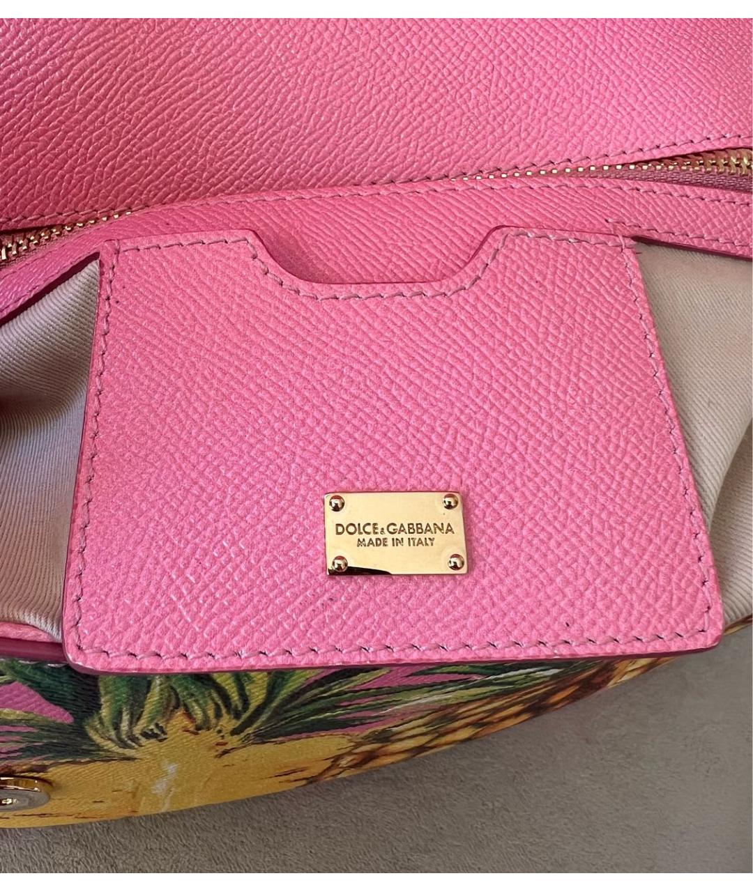 DOLCE&GABBANA Розовая кожаная сумка с короткими ручками, фото 8