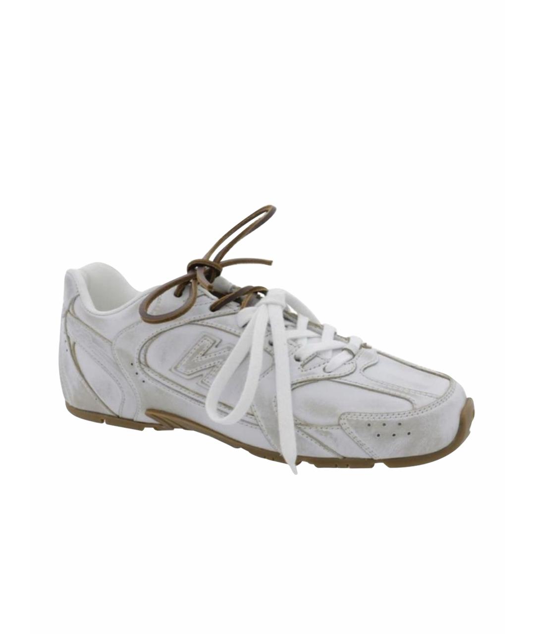 MIU MIU Белые кожаные кроссовки, фото 1