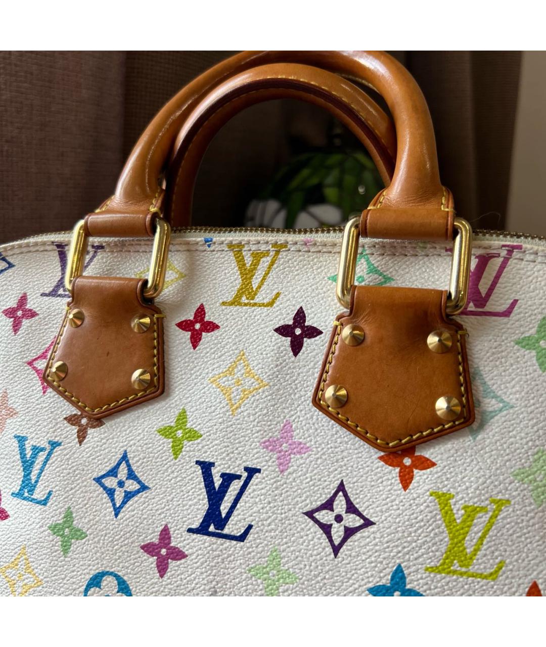 LOUIS VUITTON Белая кожаная сумка с короткими ручками, фото 3