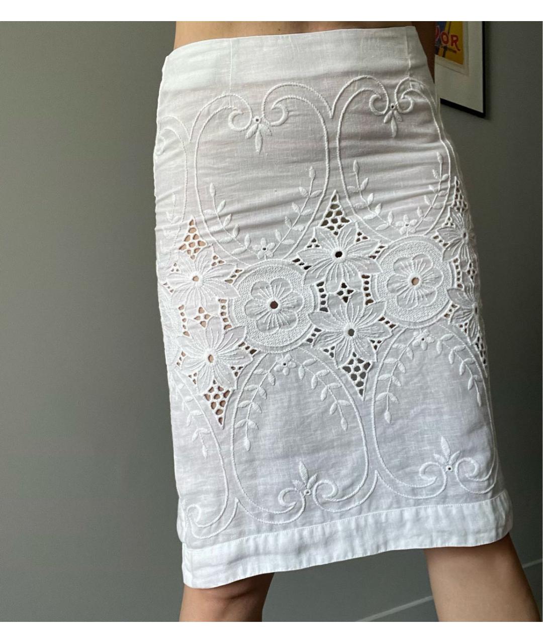 120%LINO Белая льняная юбка миди, фото 2