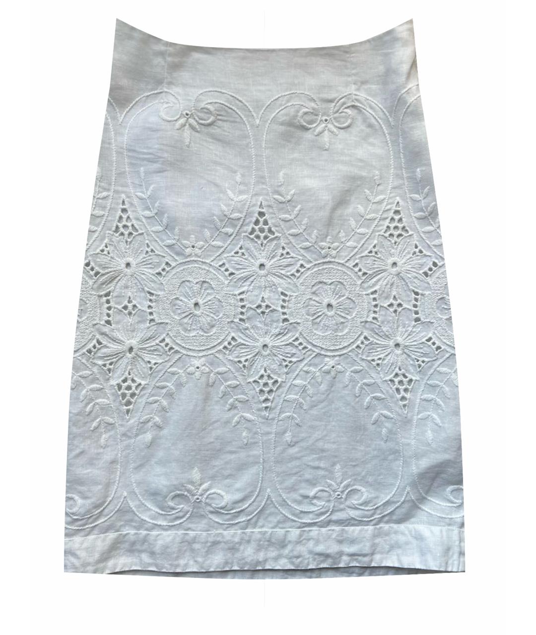 120%LINO Белая льняная юбка миди, фото 1