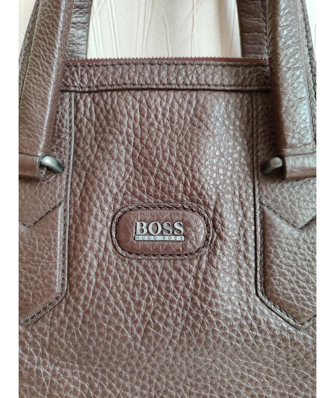 HUGO BOSS Коричневый кожаный портфель, фото 4