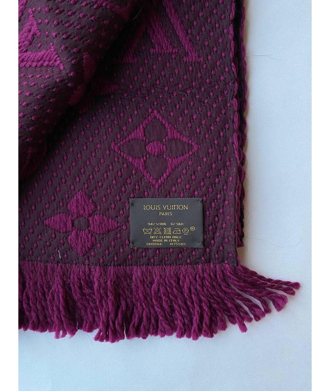 LOUIS VUITTON Фиолетовый шерстяной шарф, фото 4