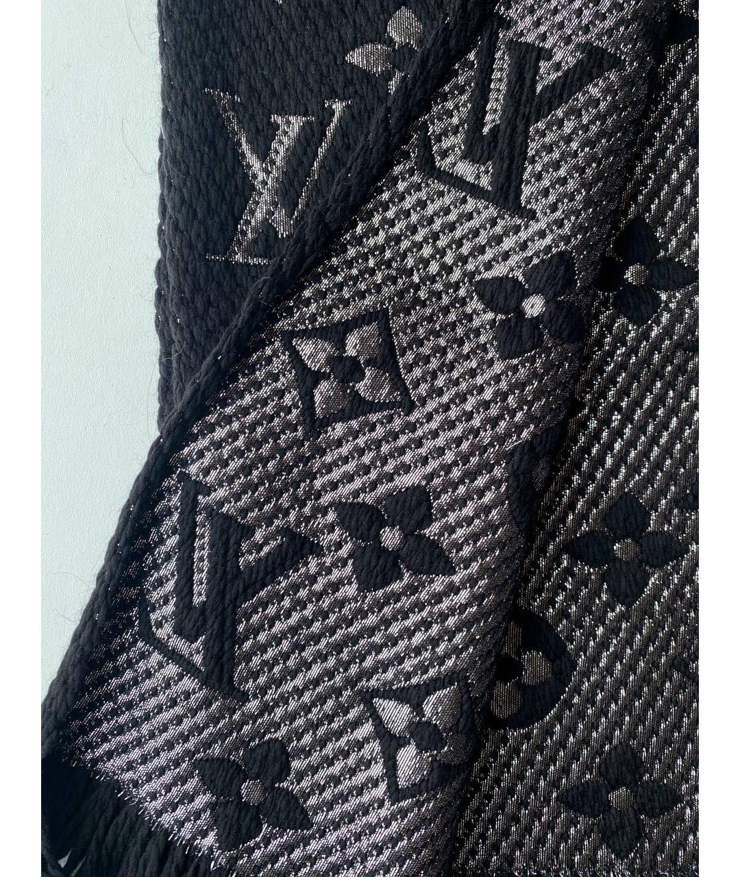 LOUIS VUITTON Черный шерстяной шарф, фото 3