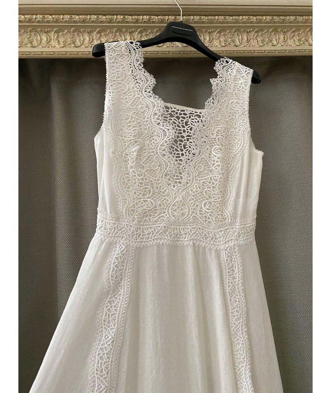 ERMANNO SCERVINO Белое льняное коктейльное платье, фото 8