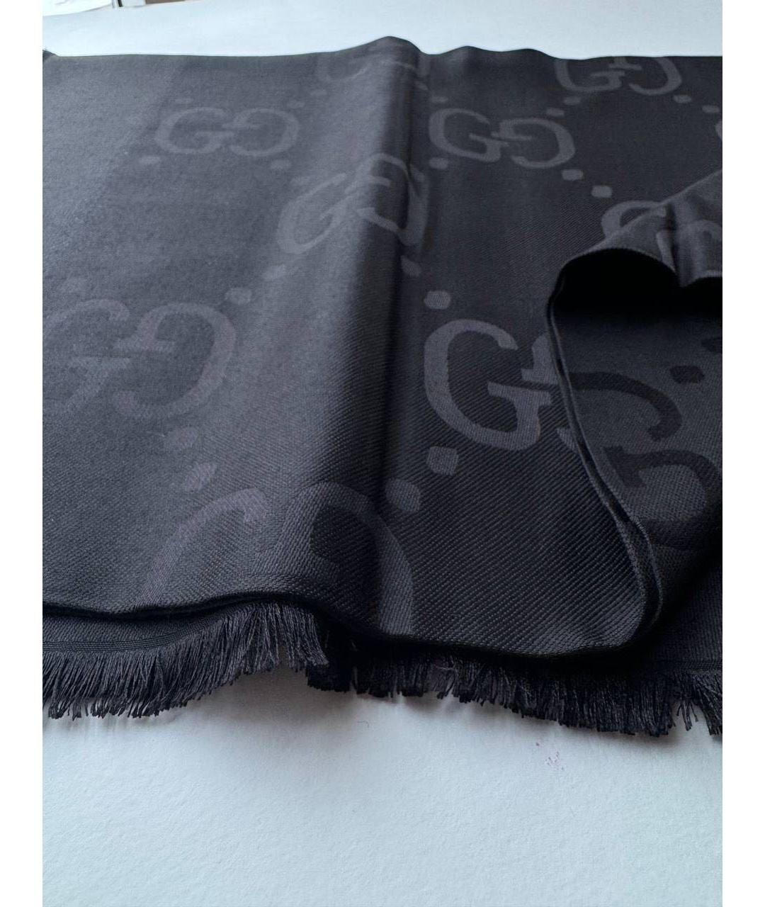 GUCCI Черный шелковый платок, фото 4