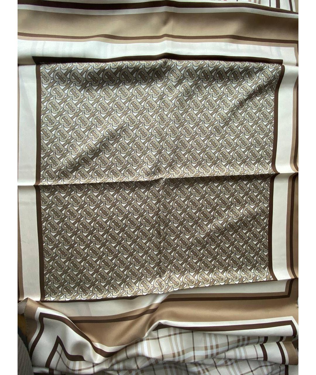 BURBERRY Бежевый шелковый платок, фото 3