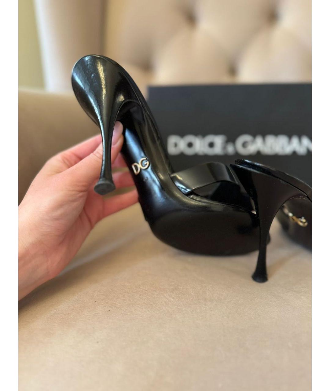 DOLCE&GABBANA Черные кожаные мюли, фото 7